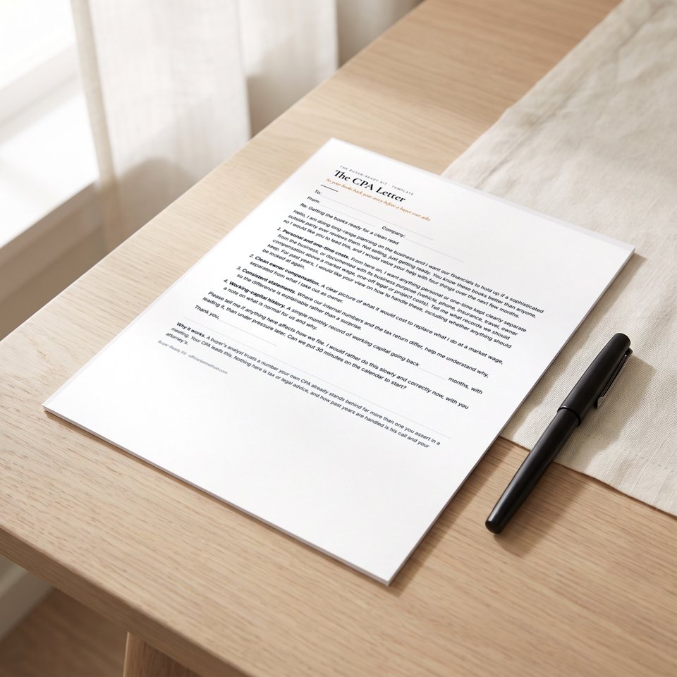 The CPA letter on a table, with a pen
